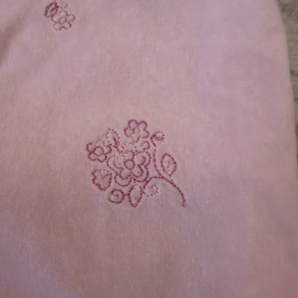 Sprockets Toddler Girls, Pink Velvet Jumpsuit‎ Embroidered Flowers 12 Months Vtg - Picture 2 of 9